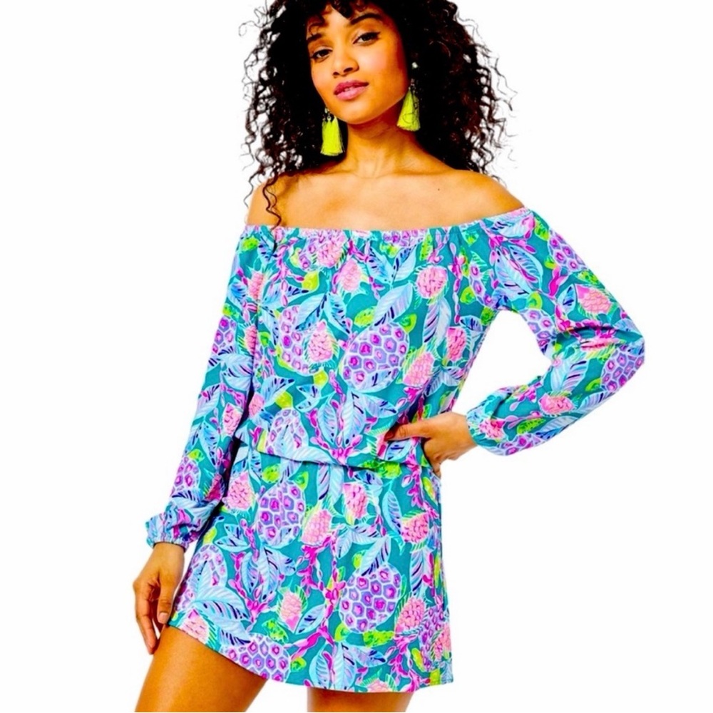 Lilly Pulitzer | Off-Shoulder Romper - Maldives Turtle Wave